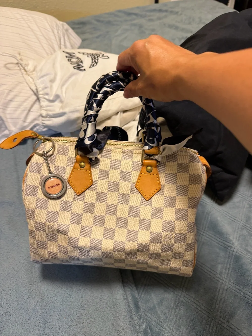 Louis Vuitton Mini Speedy in Cream and Blue Check 2008